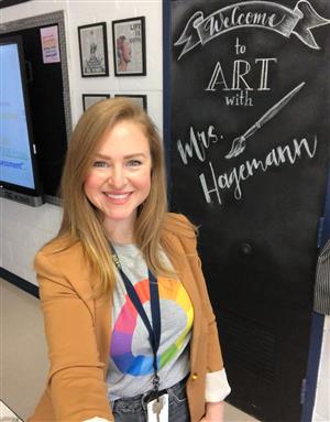 Mrs. Hagemann in her art room